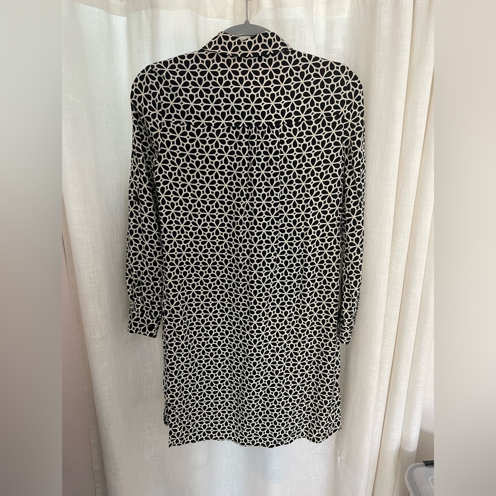 Diane Von Furstenberg Women's Black White Floral Button-Up Shirt Dress Size‎ 0 - Picture 3 of 5
